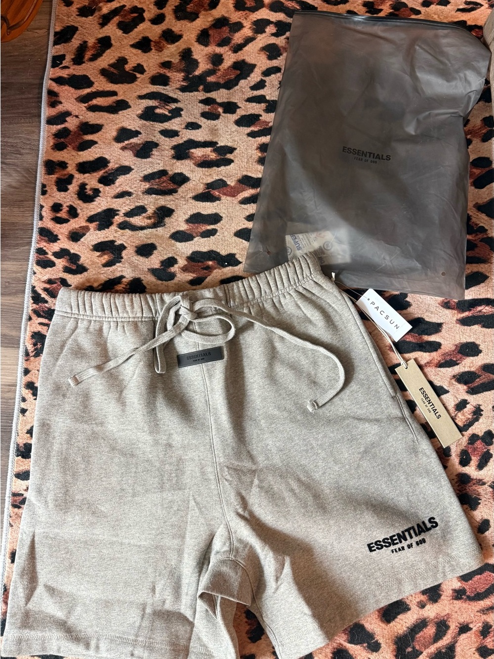 ESSENTIALS Men’s Taupe Drawstring Logo Shorts